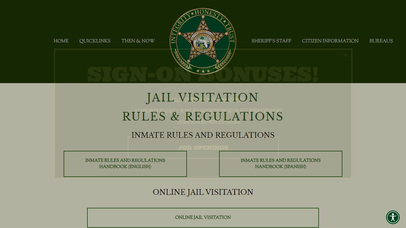 JAIL RULES AND VISITATION — Marion County Sheriff's Office
