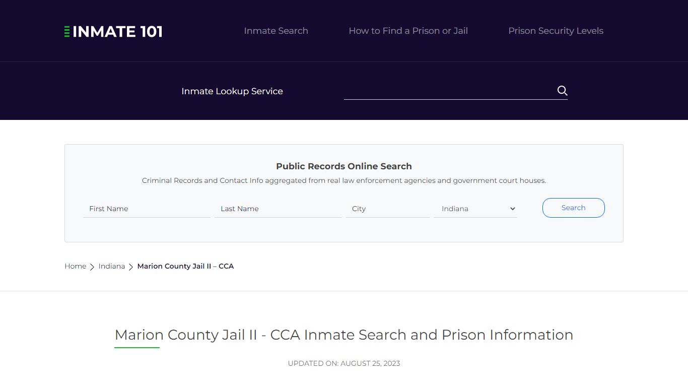 Marion County Jail II - CCA Inmate Search, Visitation, Phone no ...